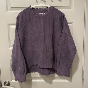 Pistola Eva Oversized Distressed Purple Cotton Sweater, size S